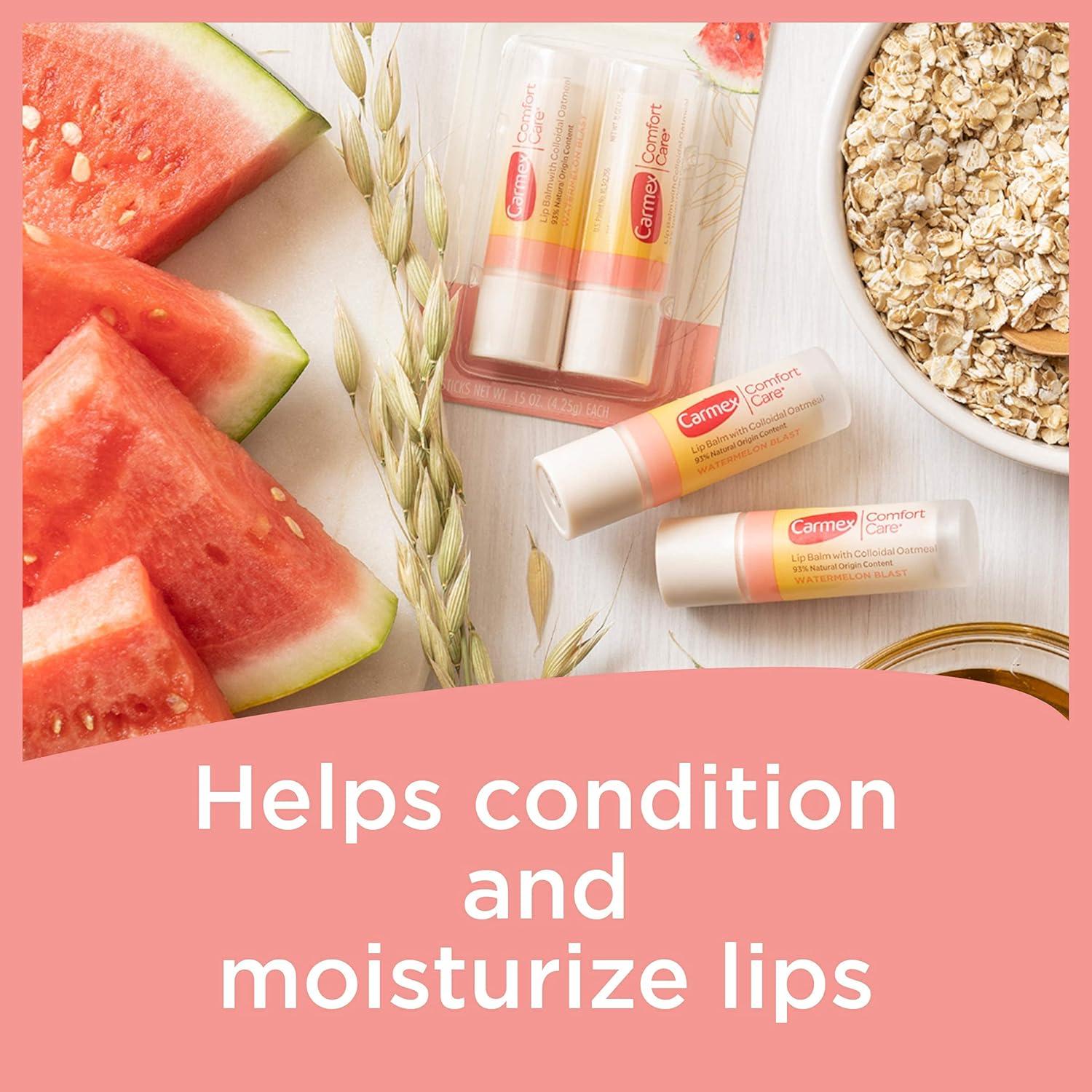 image:imageCarmex Comfort Care Lip Balm Sticks with Colloidal Oatmeal Watermelon Blast Flavor 6 Count 3 Packs of 22 Count 1 Pack of 2