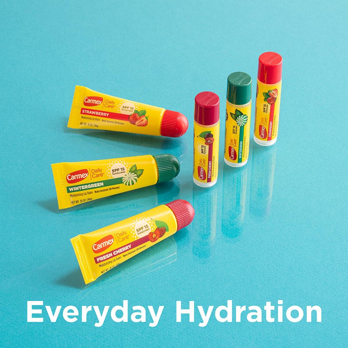 image:imageCarmex Daily Care Moisturizing Lip Balm Pack SPF 15 MultiFlavor Lip Care Variety Pack Bag 9 Count 6 Tubes 3 SticksBag 9 Count 3 Tubes 6 Sticks