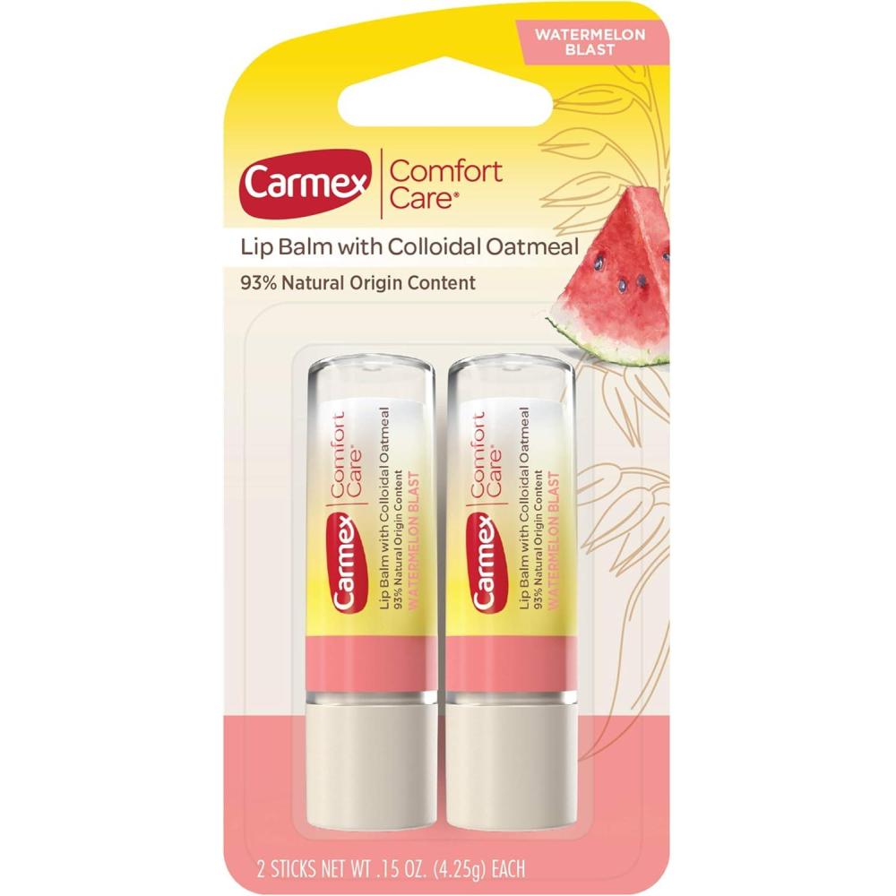 image:imageCarmex Comfort Care Lip Balm Sticks with Colloidal Oatmeal Watermelon Blast Flavor 6 Count 3 Packs of 22 Count 1 Pack of 2