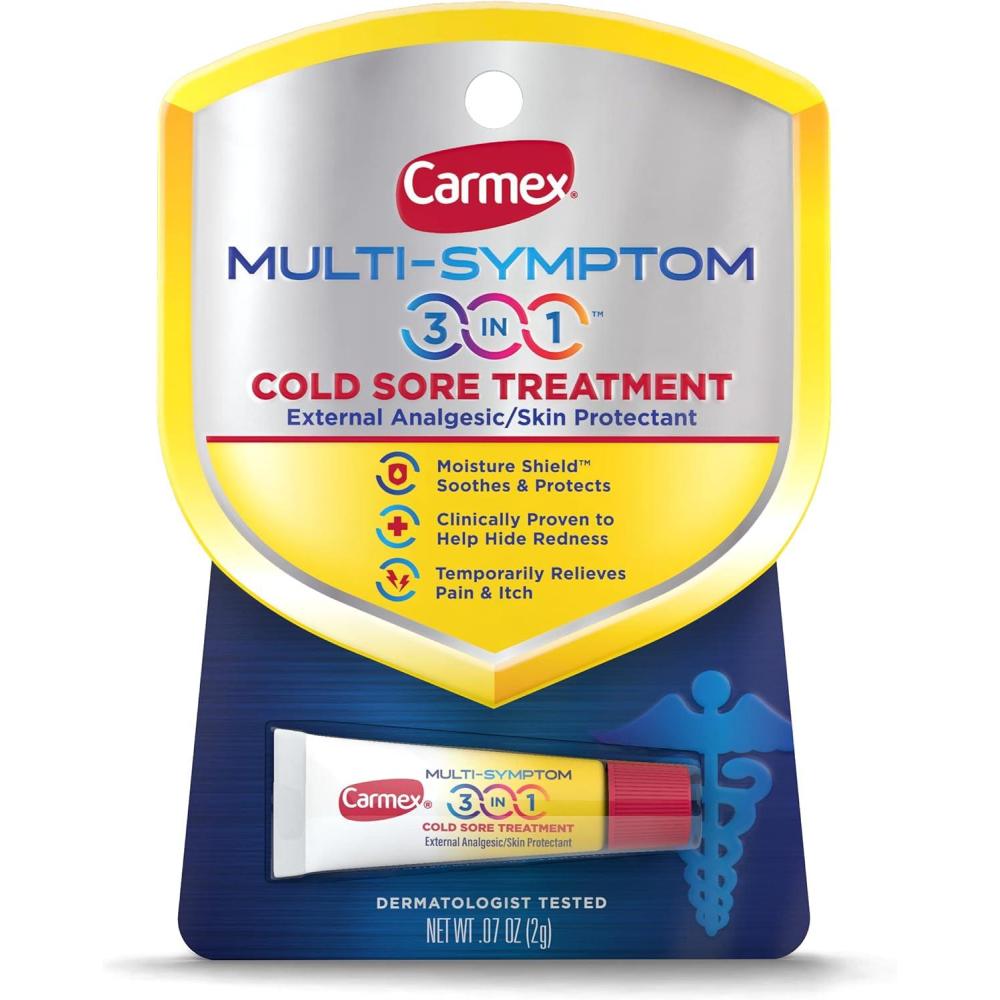 image:imageCarmex MultiSymptom 3in1 Cold Sore Treatment 007 OZ007 Ounce Pack of 1