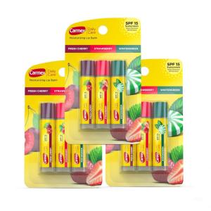 Carmex Daily Care Moisturizing Lip Balm Pack, SPF 15, Multi-Flavor Lip Care Variety Pack Bag, 9 Count (6 Tubes, 3 Sticks)(Multipack 9 count (3 Packs of 3))