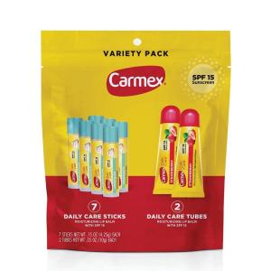 Carmex Daily Care Moisturizing Lip Balm Sticks, SPF 15, Cupcake Batter Flavor, 9 Count(9 Count (7 Sticks  2 Tubes))