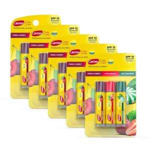 Carmex Daily Care Moisturizing Lip Balm Sticks with SPF, Fresh Cherry, Strawberry and Wintergreen Lip Balm Pack, 0.15 OZ – (5 packs of 3)(15)