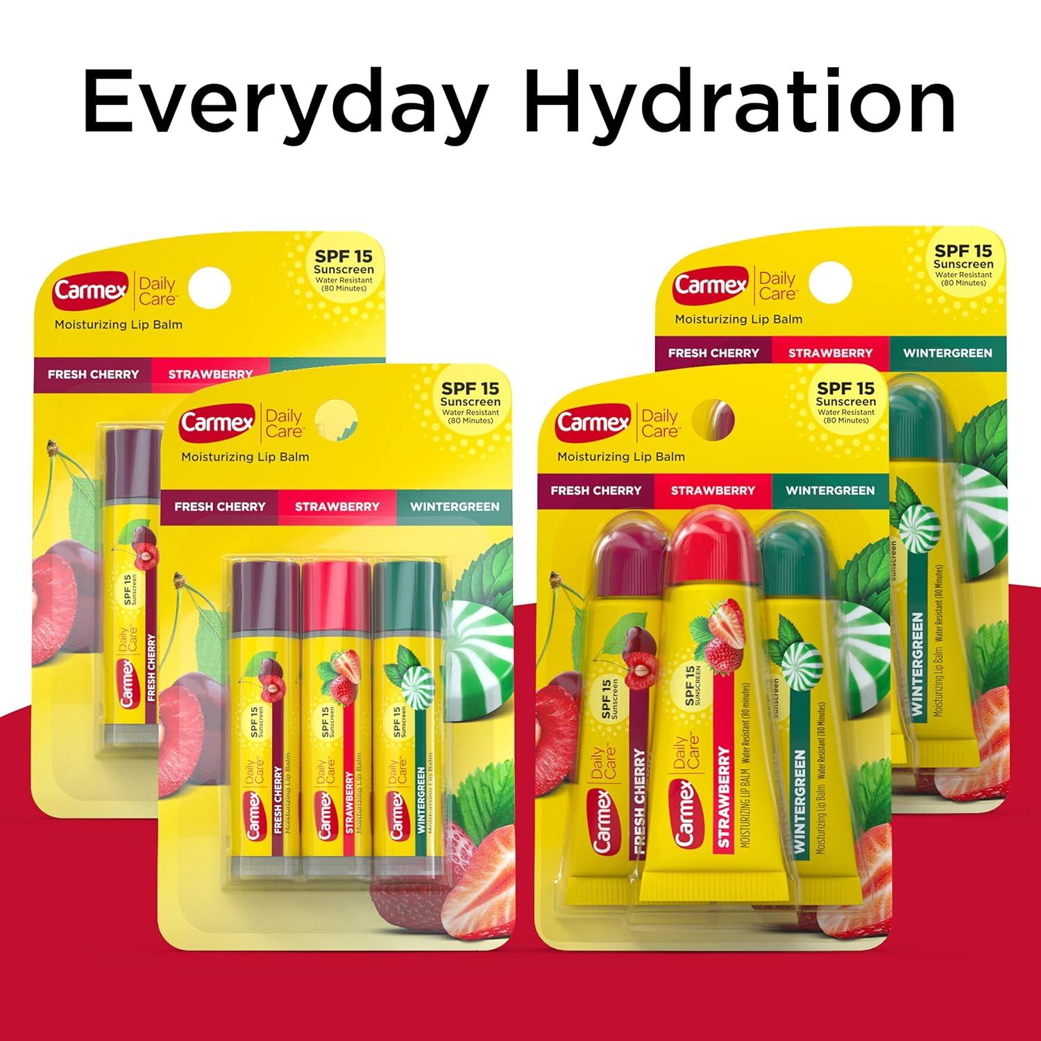 image:imageCarmex Daily Care Moisturizing Lip Balm with SPF 15 MultiFlavor Lip Balm Pack 18 Count 9 Tubes 9 Sticks3 Count Pack of 4