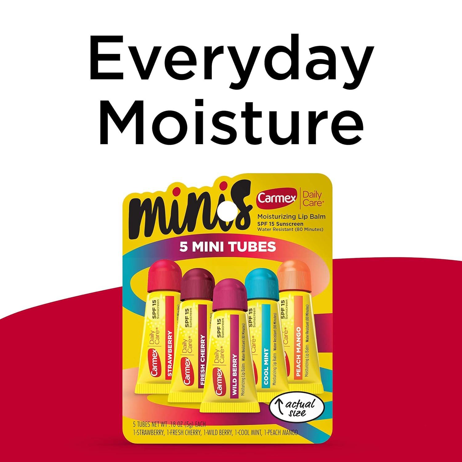 image:imageCarmex Daily Care and Daily Care Minis Moisturizing Lip Balm Pack SPF 15 MultiFlavor Lip Care Variety Pack Bag 8 Count 3 Sticks 5 Mini TubesMinis only 3 packs of 5