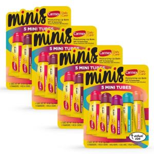 Carmex Daily Care Minis Moisturizing Lip Balm Tubes, SPF 15, Multi-Flavor Lip Balm Pack, 25 Count (5 Packs of 5)(Multi-Flavor)