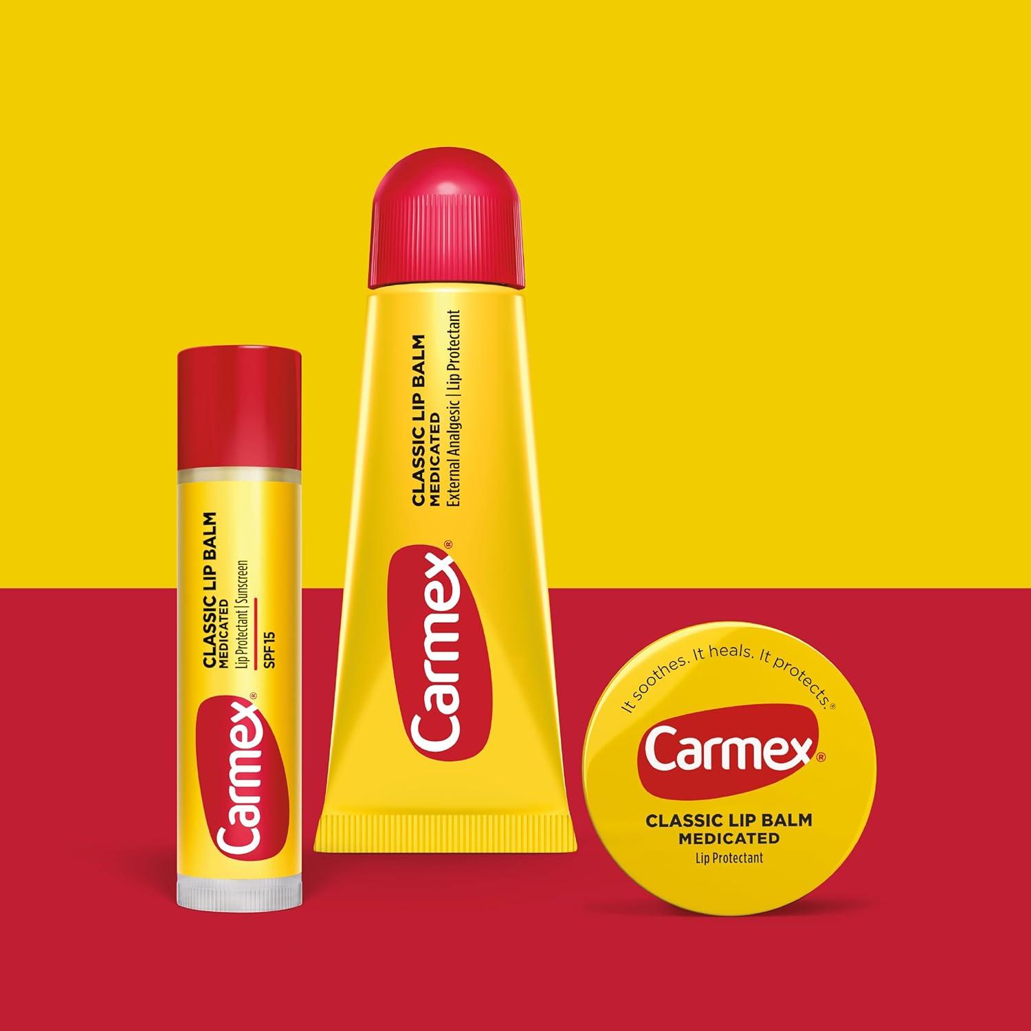 image:imageCarmex Classic Medicated Lip Balm Pack Lip Moisturizer for Chapped Lips 9Count Variety Pack Bag 3 Tubes 3 Sticks 3 JarsBag 9 count 3 Tubes 3 Sticks 3 Jars