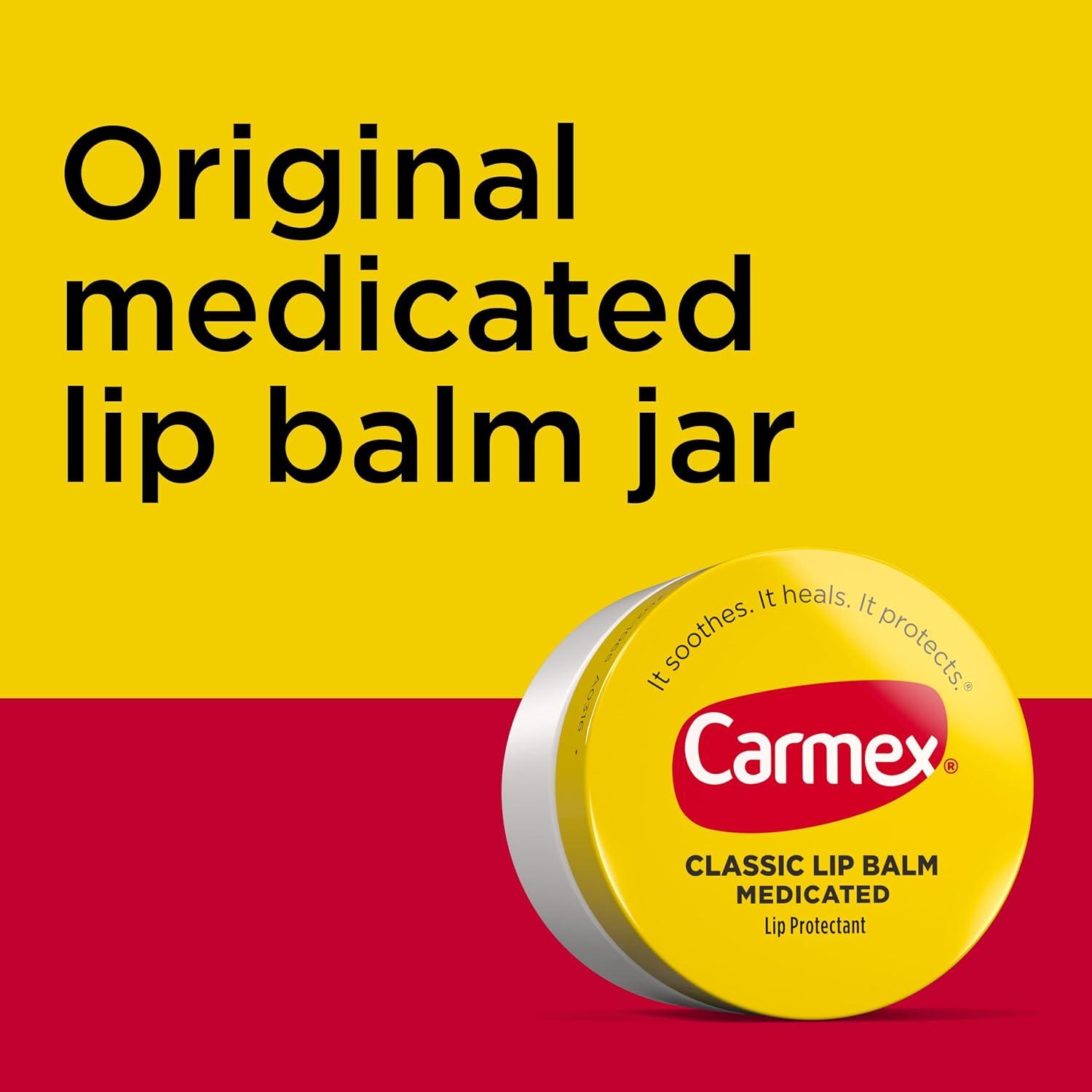 image:imageCarmex Medicated Lip Balm Jar Lip Moisturizer for Dry Chapped Lips 025 OZ 4 Packs of 3