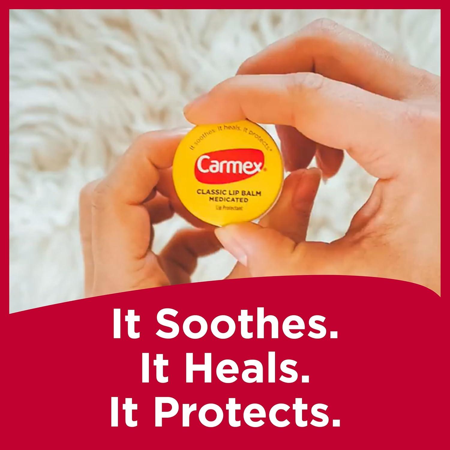 image:imageCarmex Medicated Lip Balm Jar Lip Moisturizer for Dry Chapped Lips 025 OZ 4 Packs of 3