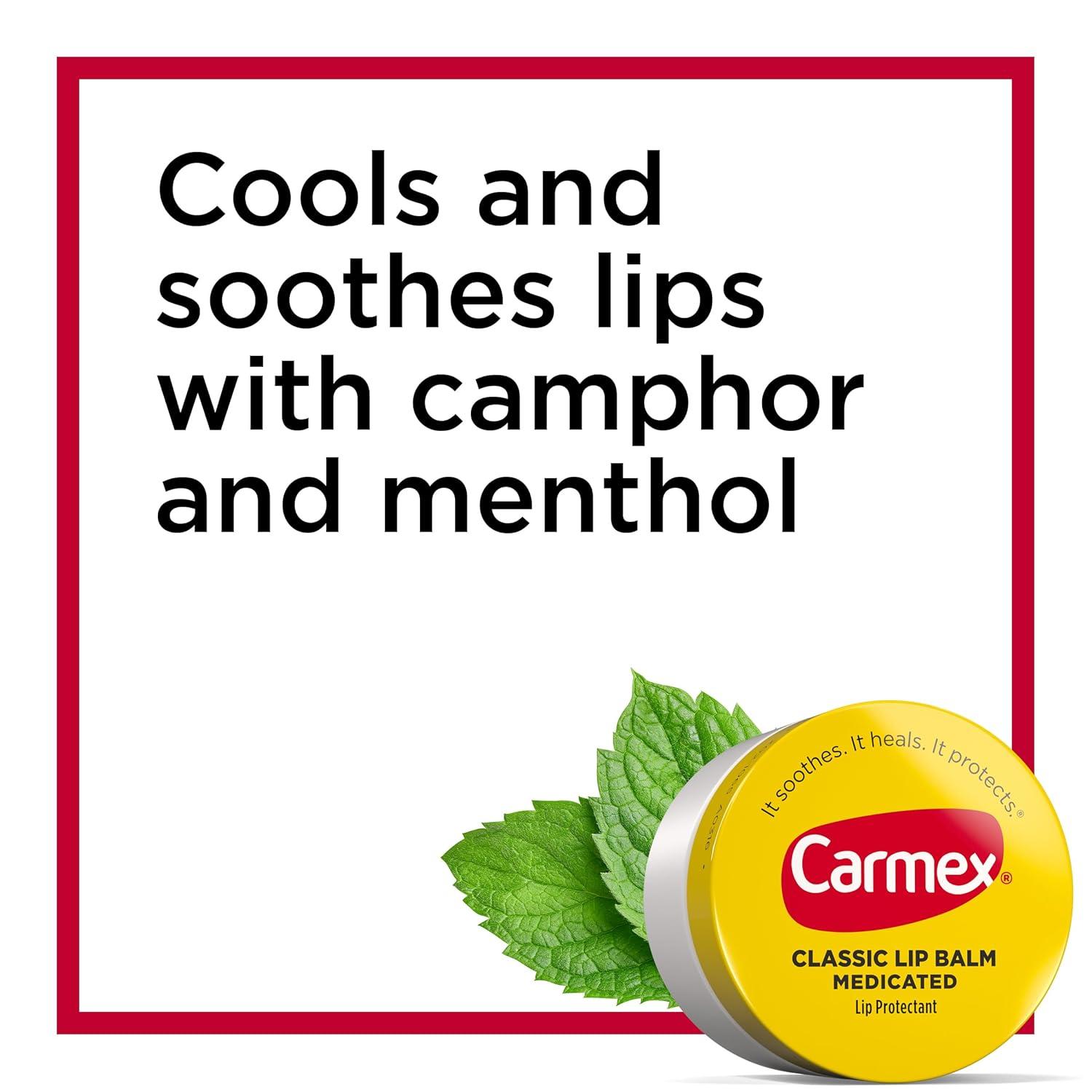 image:imageCarmex Medicated Lip Balm Jar Lip Moisturizer for Dry Chapped Lips 025 OZ 4 Packs of 3