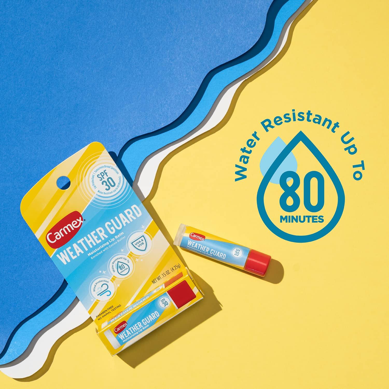 image:imageCarmex Weather Guard Moisturizing Lip Balm Stick SPF 30 Sunscreen Broad Spectrum 4 Count 4 Packs of 1