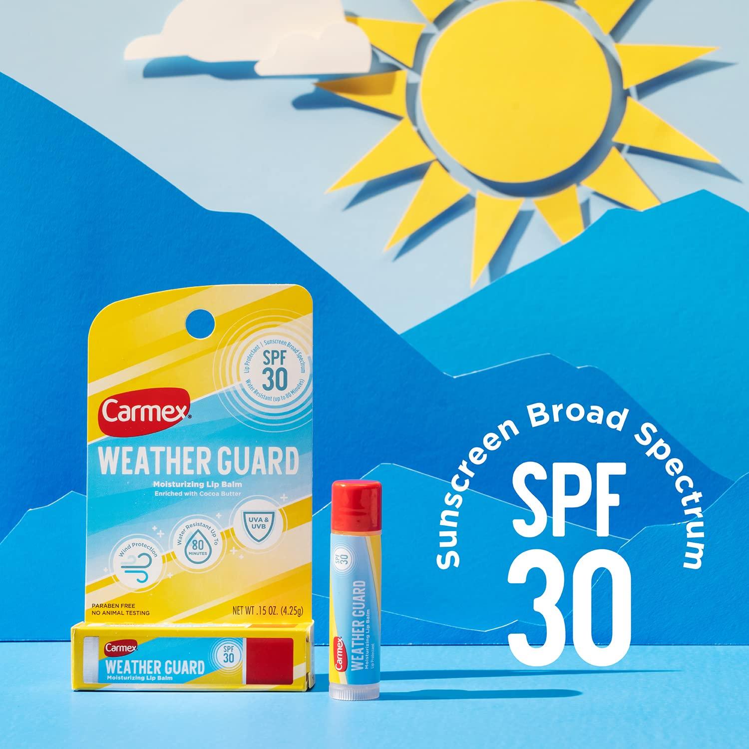 image:imageCarmex Weather Guard Moisturizing Lip Balm Stick SPF 30 Sunscreen Broad Spectrum 4 Count 4 Packs of 1