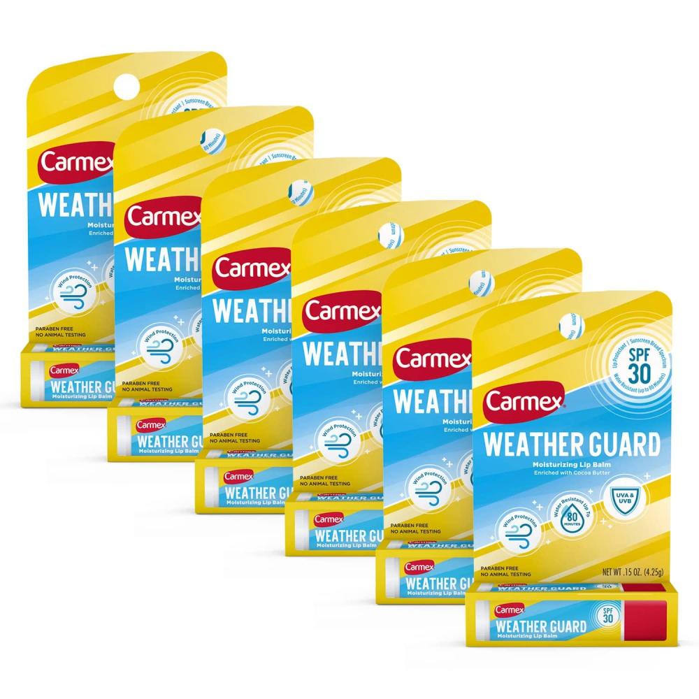 image:imageCarmex Classic Weather Guard and Daily Care Moisturizing Lip Balm Pack 7Count Lip Care Variety Pack Bag 3 Tubes 4 SticksWeather Guard Sticks