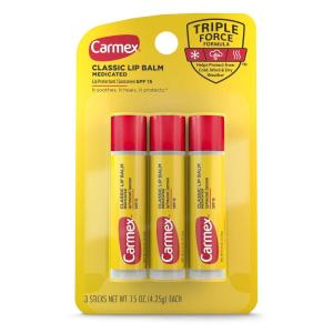 Carmex Classic Lip Balm, Medicated, 0.35 oz(3 Count (0.15 Ounce each))
