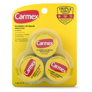 Carmex Classic Lip Balm, Medicated, 0.35 oz(3 Count (0.25 Ounce each))